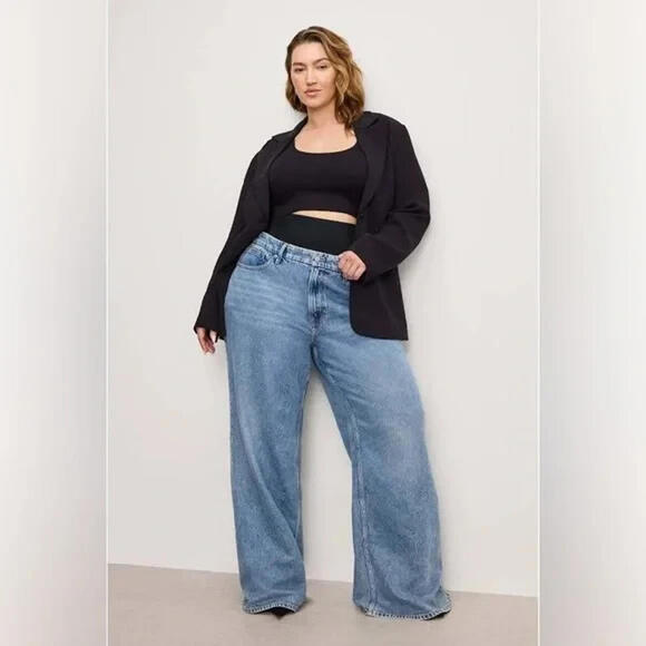 Good American Denim - GOOD AMERICAN Solution Jeans - Wide Leg Size 18 - New w/ Tags - Tummy Tucking